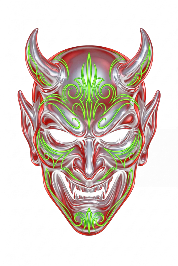 Pinstripe Chrome Devil airbrush design