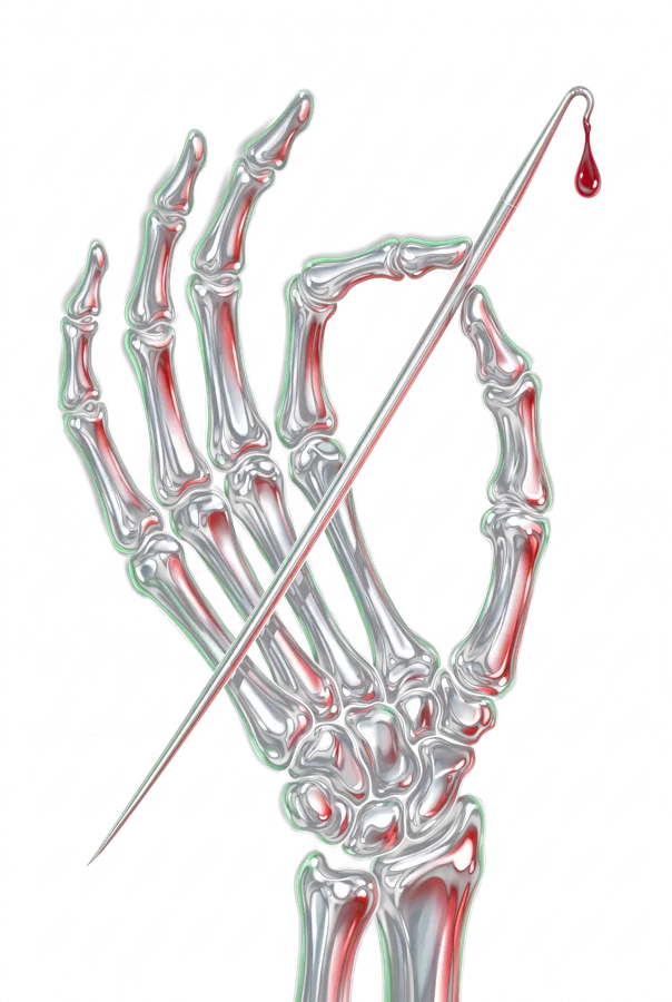 Bent Needle Phantom Hand airbrush design