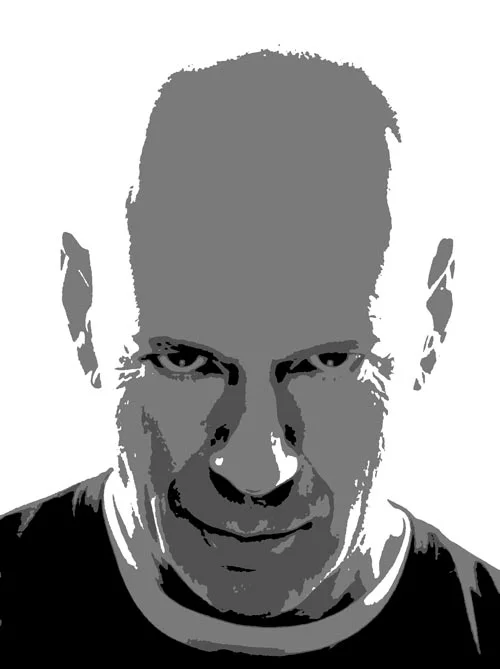 Bruce Willis multi-layer airbrush stencil preview