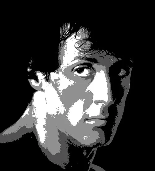 Sylvester Stallone multi-layer airbrush stencil preview